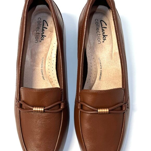 Clarks Collection Juliet Shine Women's Tan Leather Slip-On Loafers Size 6 - Picture 6 of 10